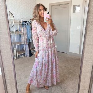 Mable Tiered Pink Floral Maxi S